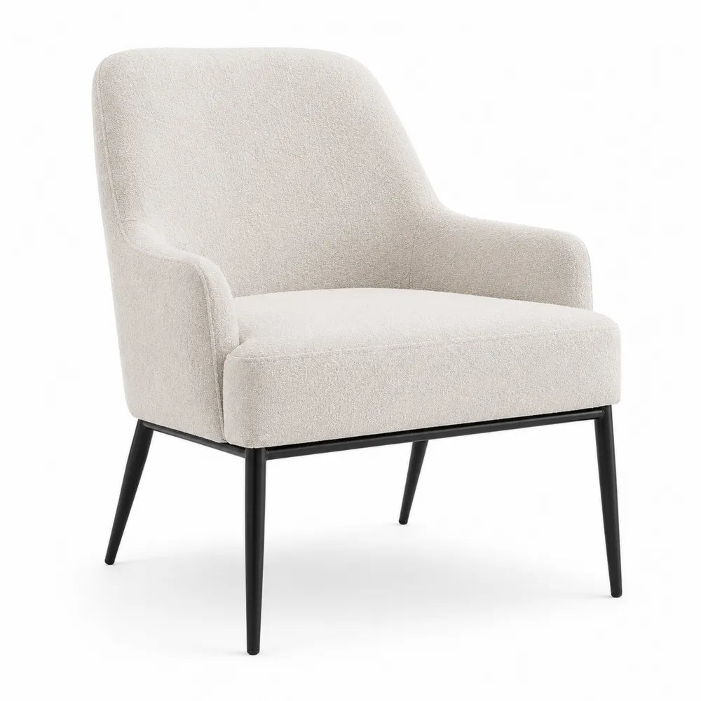 Poltrona in tessuto poliestere beige con gambe in metallo