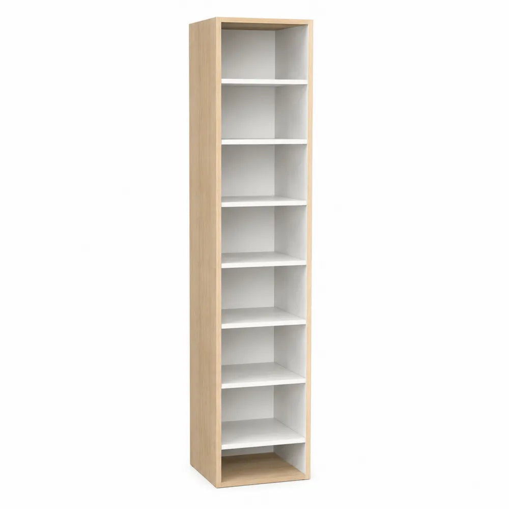 Libreria a colonna in legno composito rovere chiaro e bianco