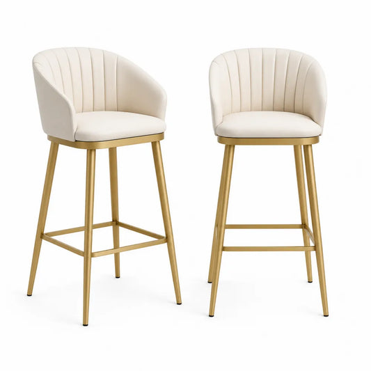 Set di 2 sgabelli da bar in ecopelle con gambe in metallo