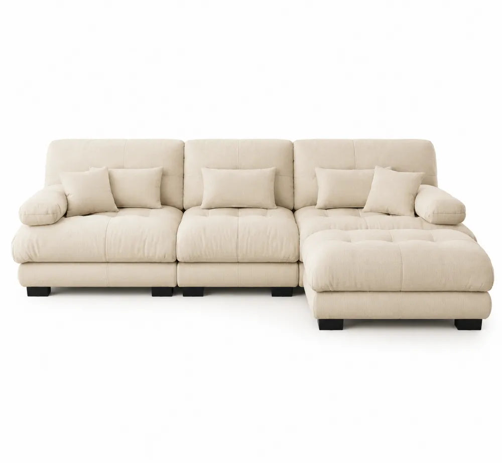 Divano angolare modulare in poliestere con chaise longue