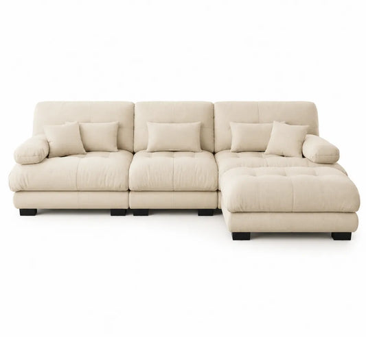 Divano angolare modulare in poliestere con chaise longue