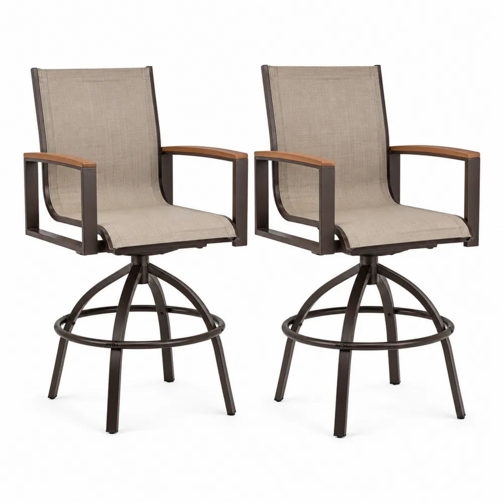 Set di 2 sedie girevoli in metallo e tessuto beige
