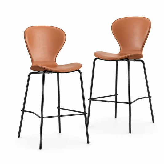 Set di 2 sgabelli da bar in ecopelle Marrone e metallo Nero